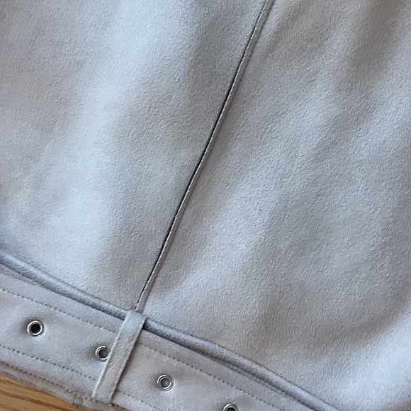 Zara Basic NWOT Blush Pink Biker Jacket zippers belt medium faux suede boho - Picture 11 of 11